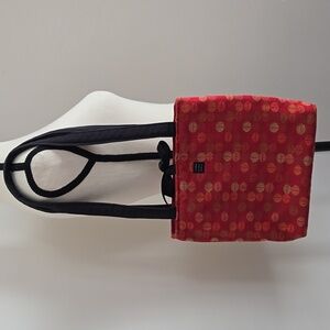 1154 Lill Studio Reversible Red and Black Patterned Cloth Tote